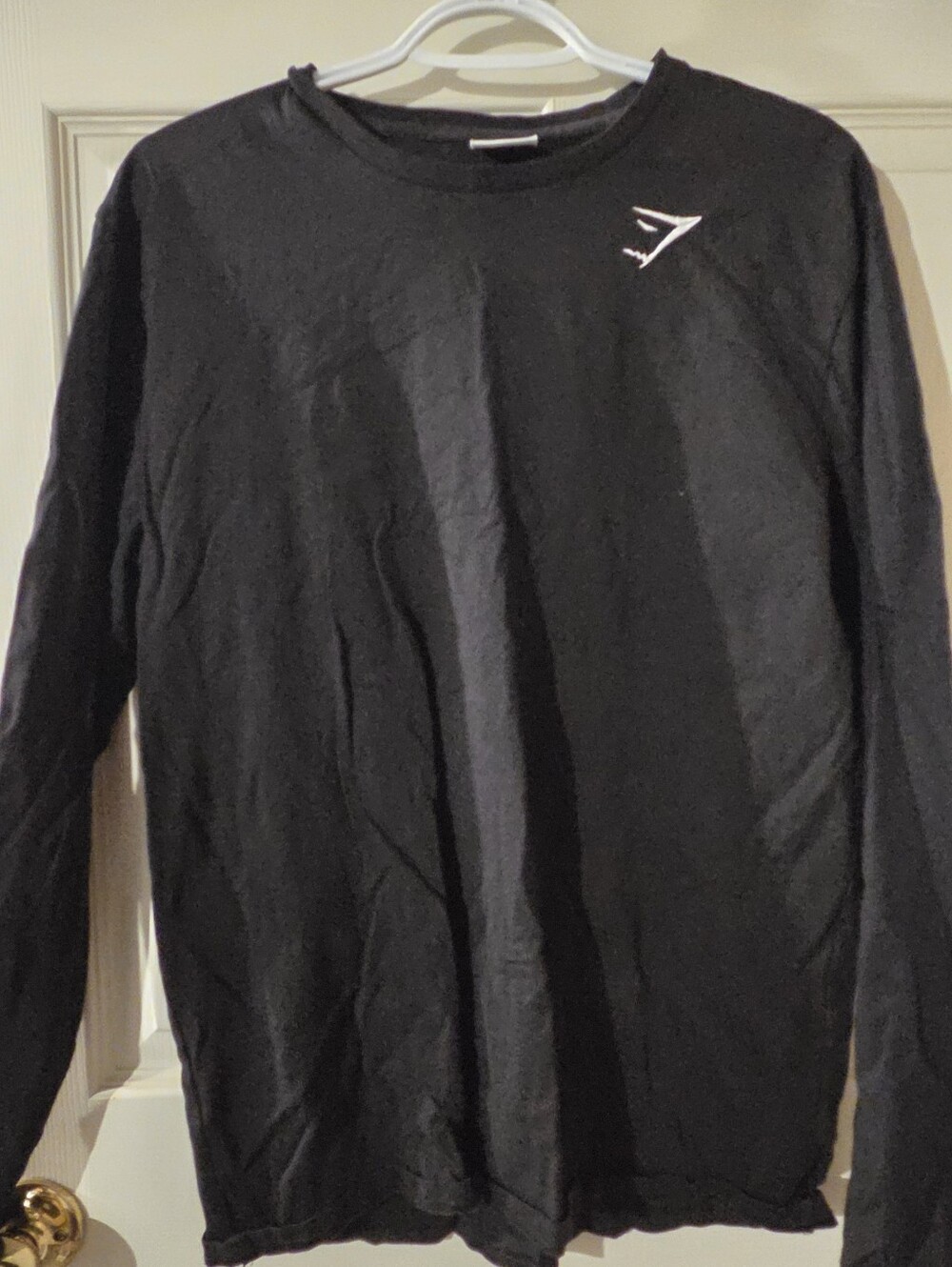 Gymshark Black Long Sleeve Crew with Chest Logo